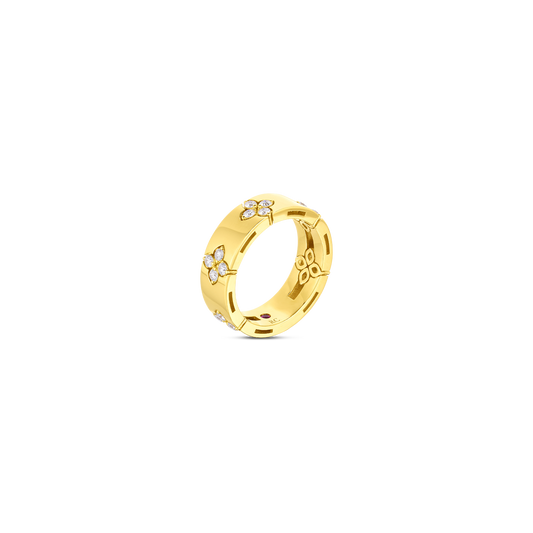 18K YELLOW GOLD LOVE IN VERONA MEDIUM WIDTH DIAMOND ACCENT RING