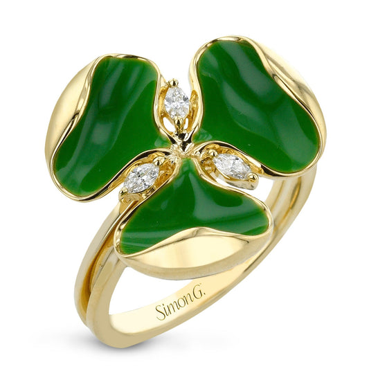 Clover Fashion Ring in 18k Gold with Diamonds - Simon G. Jewelry