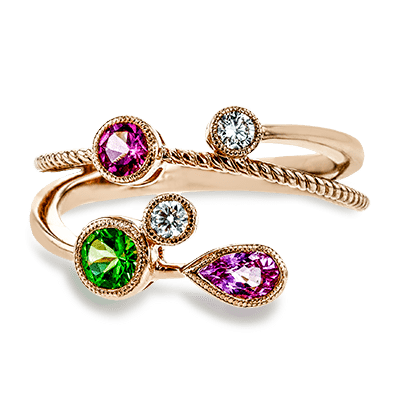 Color Ring in 18k Gold with Diamonds - Simon G. Jewelry