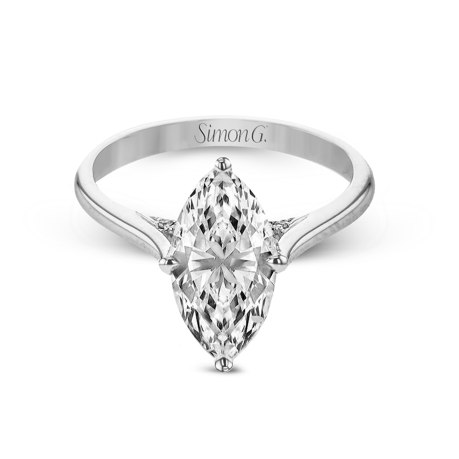 Marquise - Cut Hidden Halo Engagement Ring In 18k Gold With Diamonds - Simon G. Jewelry