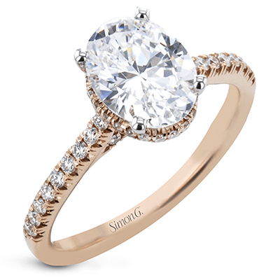 Oval - Cut Hidden Halo Engagement Ring In 18k Gold With Diamonds - Simon G. Jewelry