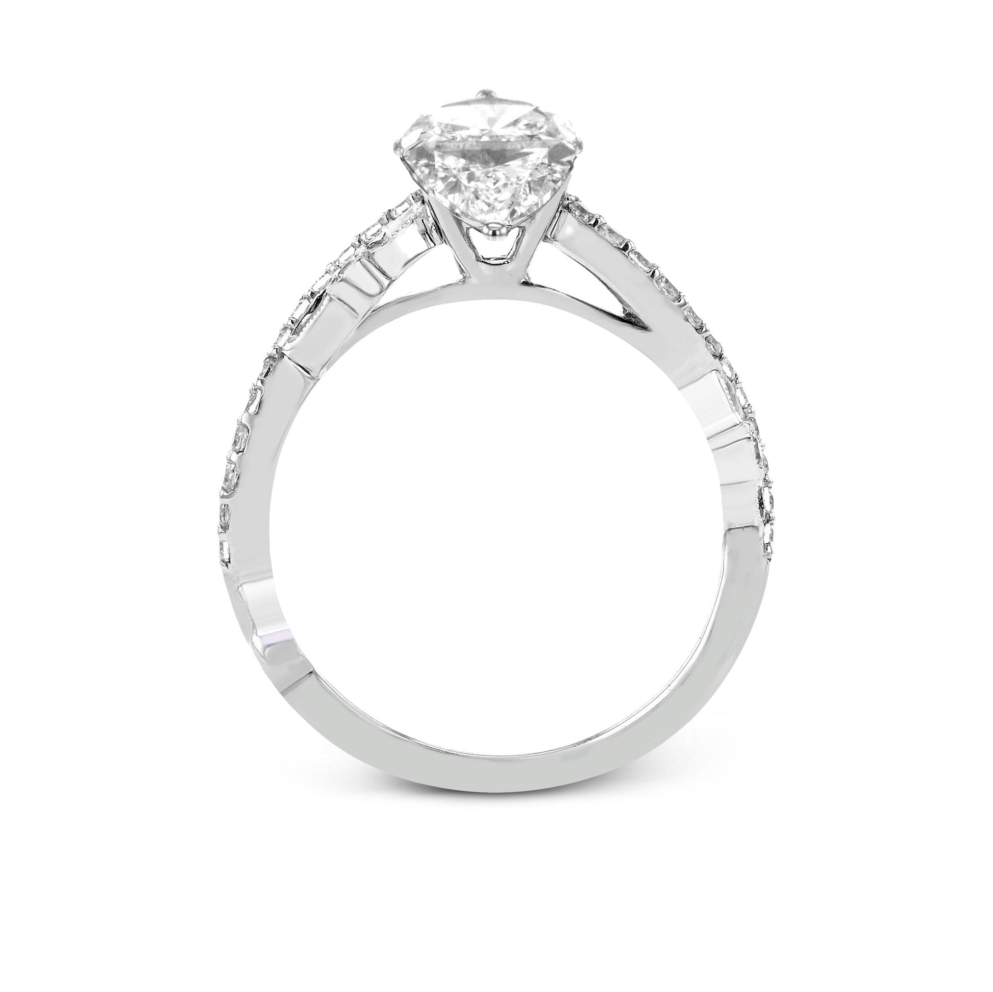 Pear - Cut Criss - Cross Engagement Ring In 18k Gold With Diamonds - Simon G. Jewelry