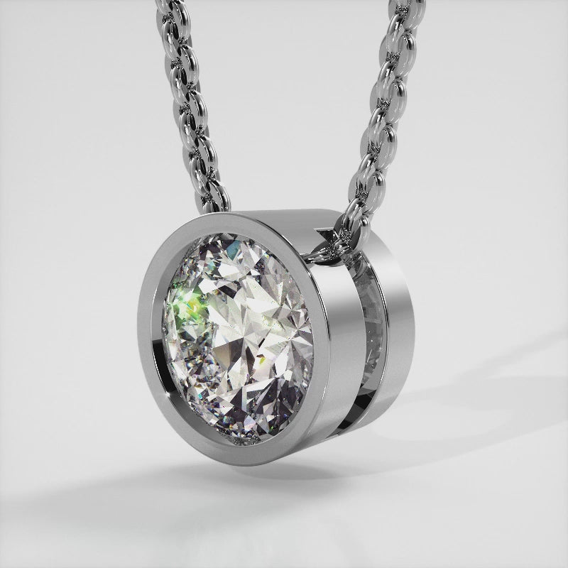 Round Bezel-Set Slide Pendant - Lab Created