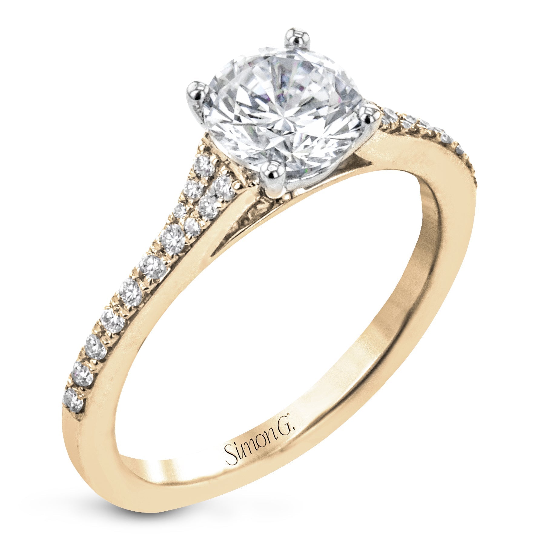 Round - Cut Engagement Ring In 18k Gold With Diamonds - Simon G. Jewelry