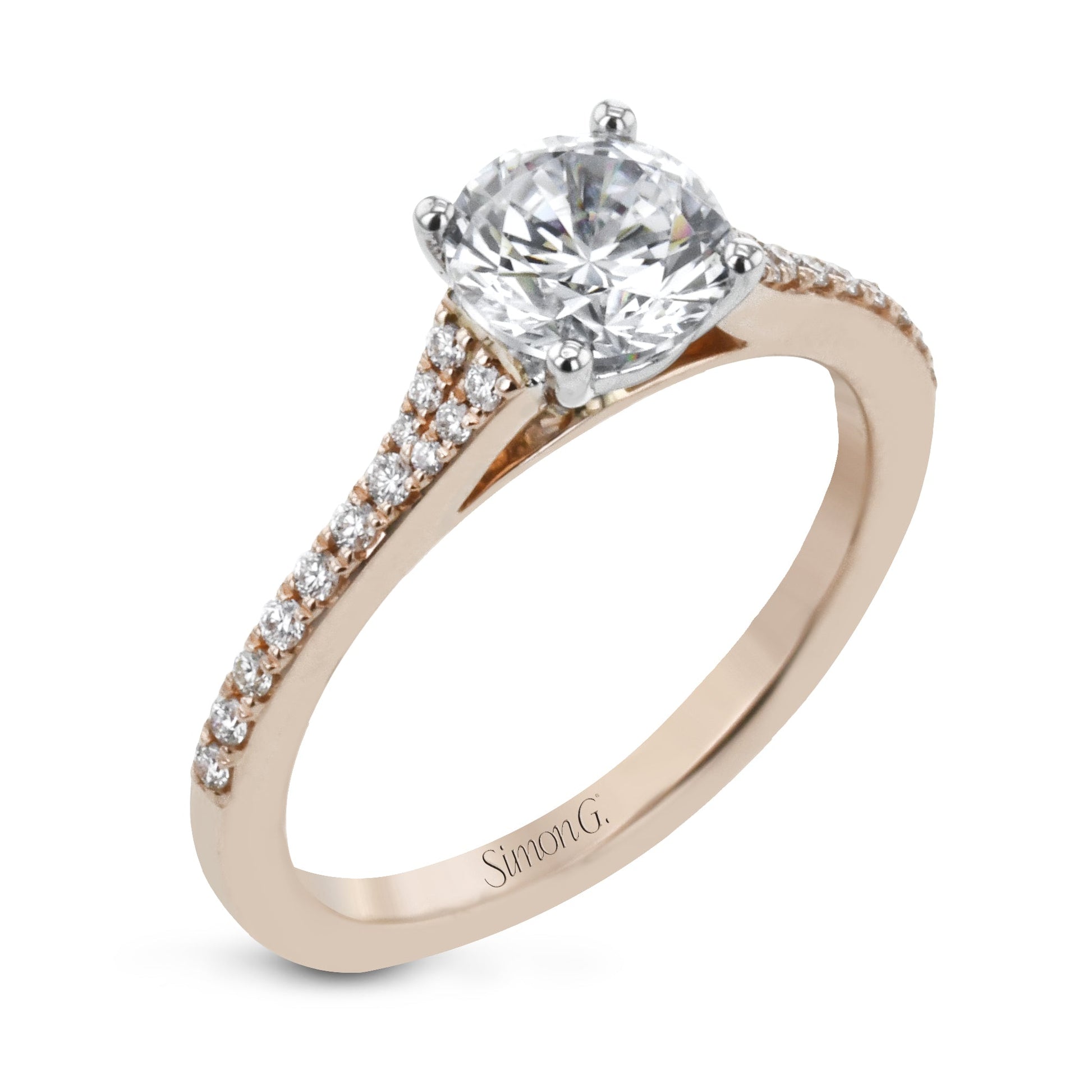 Round - Cut Engagement Ring In 18k Gold With Diamonds - Simon G. Jewelry