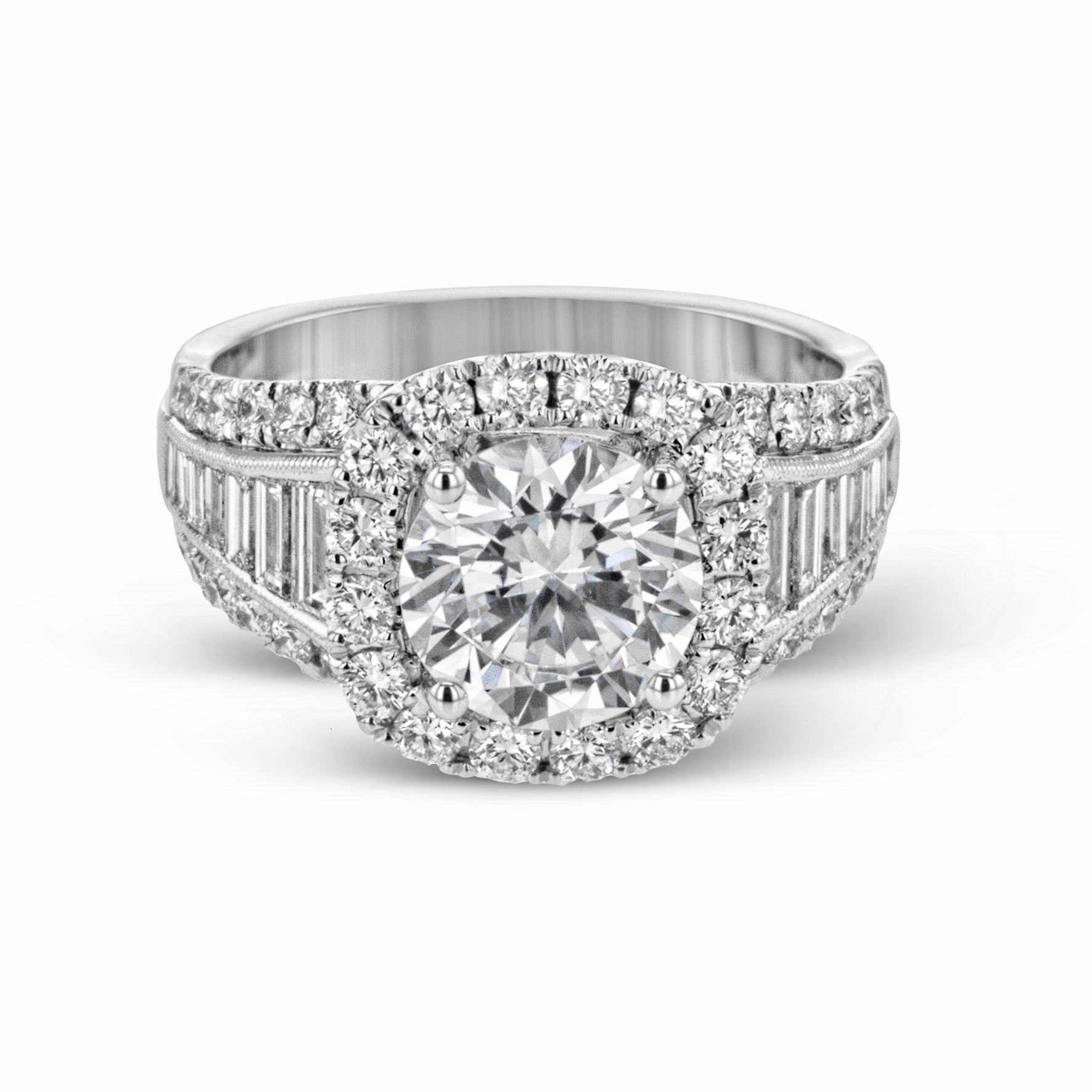 Round - Cut Halo Engagement Ring In 18k Gold With Diamonds - Simon G. Jewelry