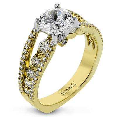 Round - Cut Split - Shank Engagement Ring In 18k Gold With Diamonds - Simon G. Jewelry