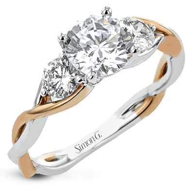 Round - Cut Three - Stone Engagement Ring In 18k Gold With Diamonds - Simon G. Jewelry