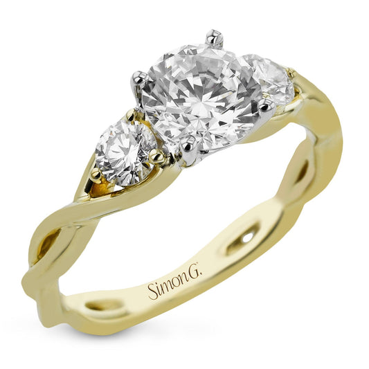 Round - Cut Three - Stone Engagement Ring In 18k Gold With Diamonds - Simon G. Jewelry